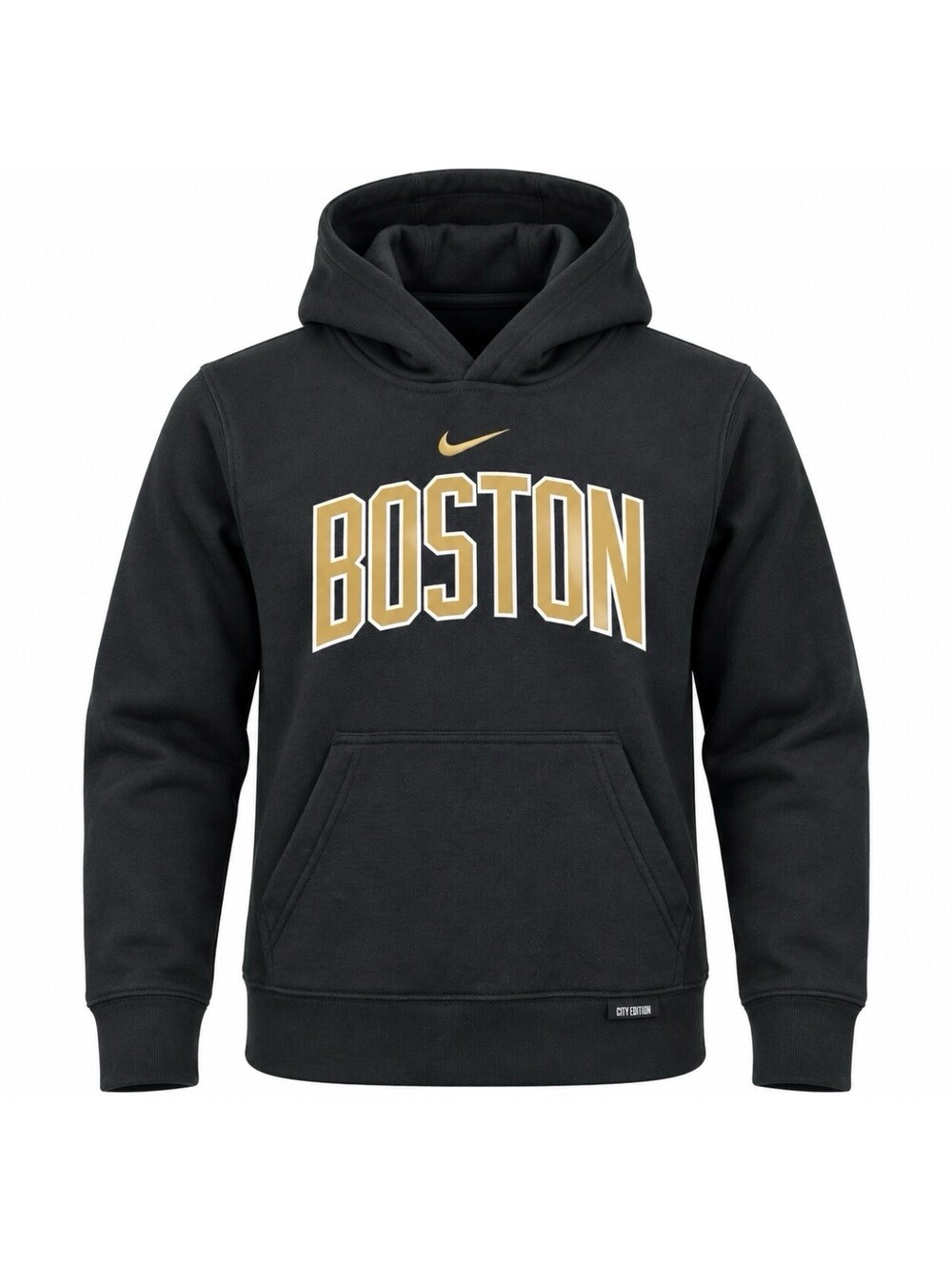 Nike Boston NBA City Edition Hoodie Youth Small Black Gold Pullover Sweatshirt